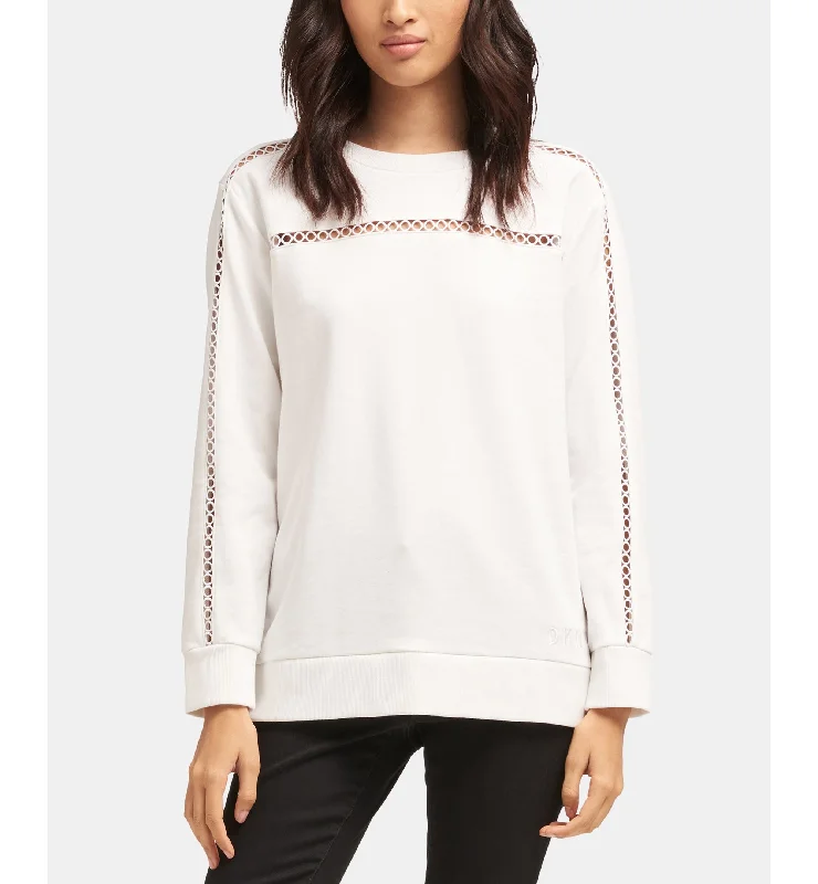 DKNY Crewneck Cutout Detail Sweatshirt Hoodie with Color Block Contrast Stylish