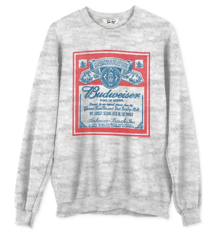 Junk Food Cotton Budweiser Graphic Sweatshirt Hoodie with Hem Raw Edge Edgy Unfinished Junk Food Cotton Budweiser Graphic Sweatshirt Hoodie with Hem Raw Edge Edgy Unfinished