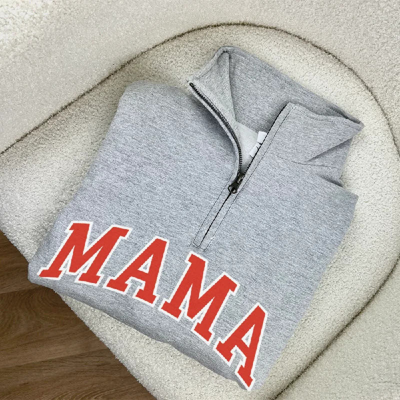 Mama Essential Varsity Women's Quarter Zip Up Sweatshirt Hoodie with Pocket Utility Practical Mama Essential Varsity Women's Quarter Zip Up Sweatshirt Hoodie with Pocket Utility Practical