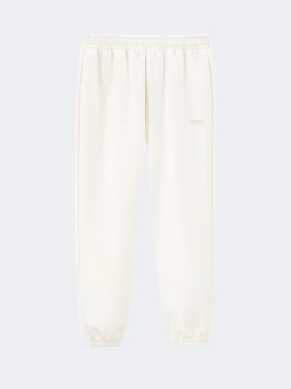 Erke Knitted Cropped Women Lifestyle Pant Glacier White Soft Cotton Pants
