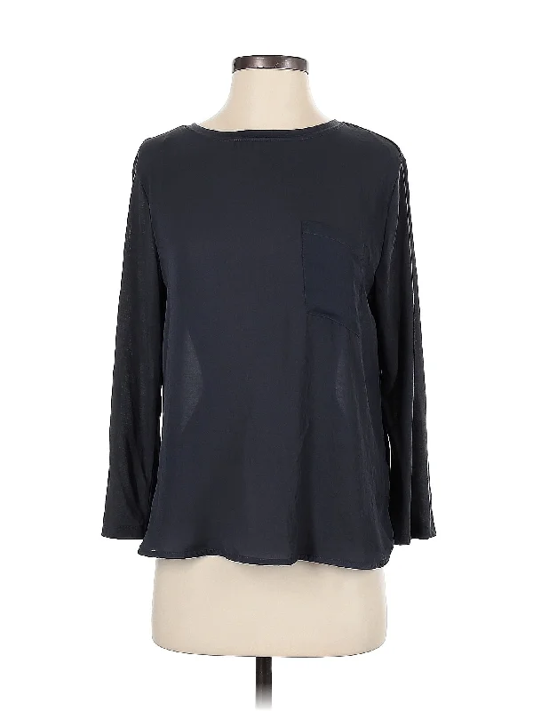 Long Sleeve Blouse Silky Draped Blouse