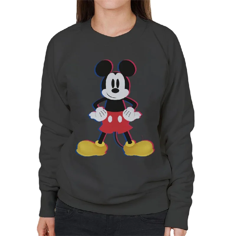 Disney Mickey Mouse 3D Effect Pose Women's Sweatshirt Hoodie with Hem Contrast Bold Stylish Disney Mickey Mouse 3D Effect Pose Women's Sweatshirt Hoodie with Hem Contrast Bold Stylish