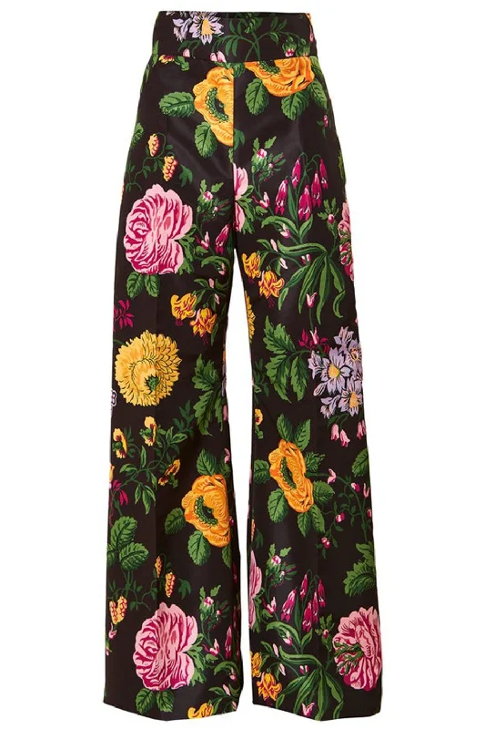 Wide Leg Floral Pant Comfortable Pleated Pants