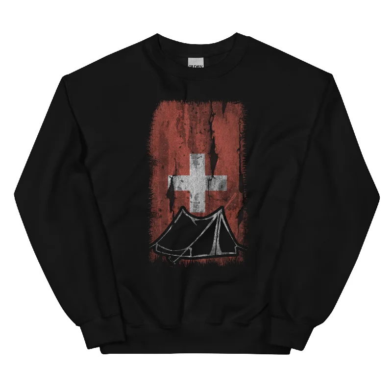 Schweizer Flagge 1 und Camping - Sweatshirt (Unisex) Hoodie with Pastel Soft Subtle