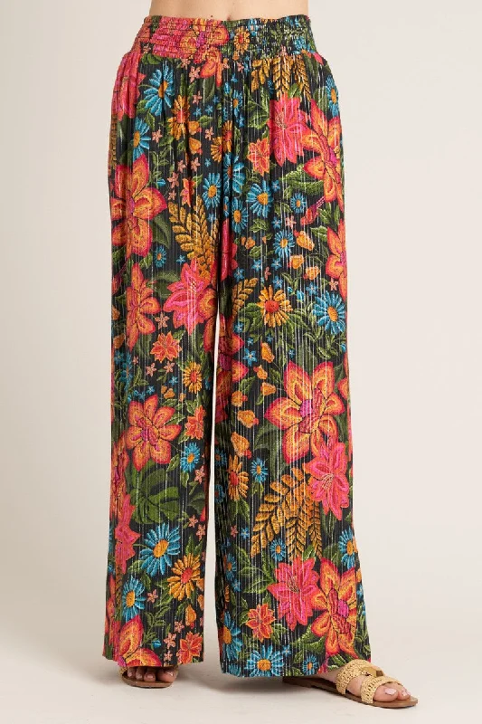 The Tropics Metallic Stripe Wide Leg Pant Classic Stretch Pants