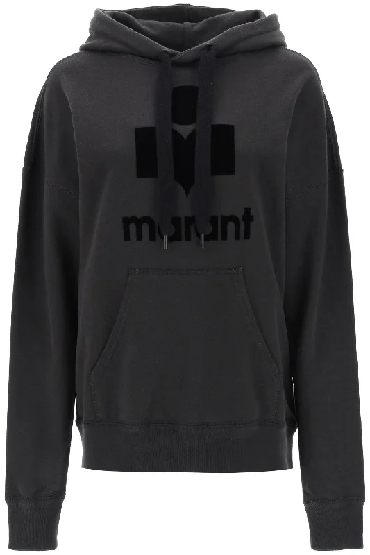 Mansel Hoodie With Flocked Logo  - Black Hoodie with Fur Luxurious Winter