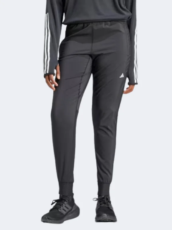 Adidas Own The Run Women Running Pant Black/White Trendy Wide-Legged Trousers