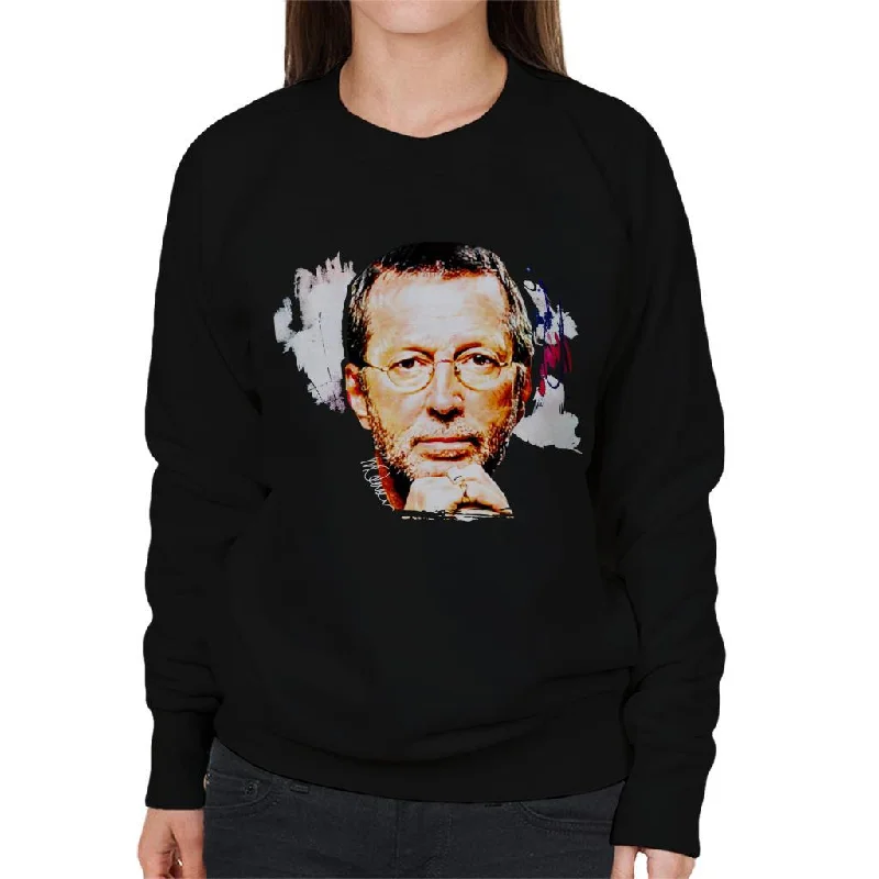 Sidney Maurer Original Portrait Of Eric Clapton Women's Sweatshirt Hoodie with Pocket Utility Practical Sidney Maurer Original Portrait Of Eric Clapton Women's Sweatshirt Hoodie with Pocket Utility Practical