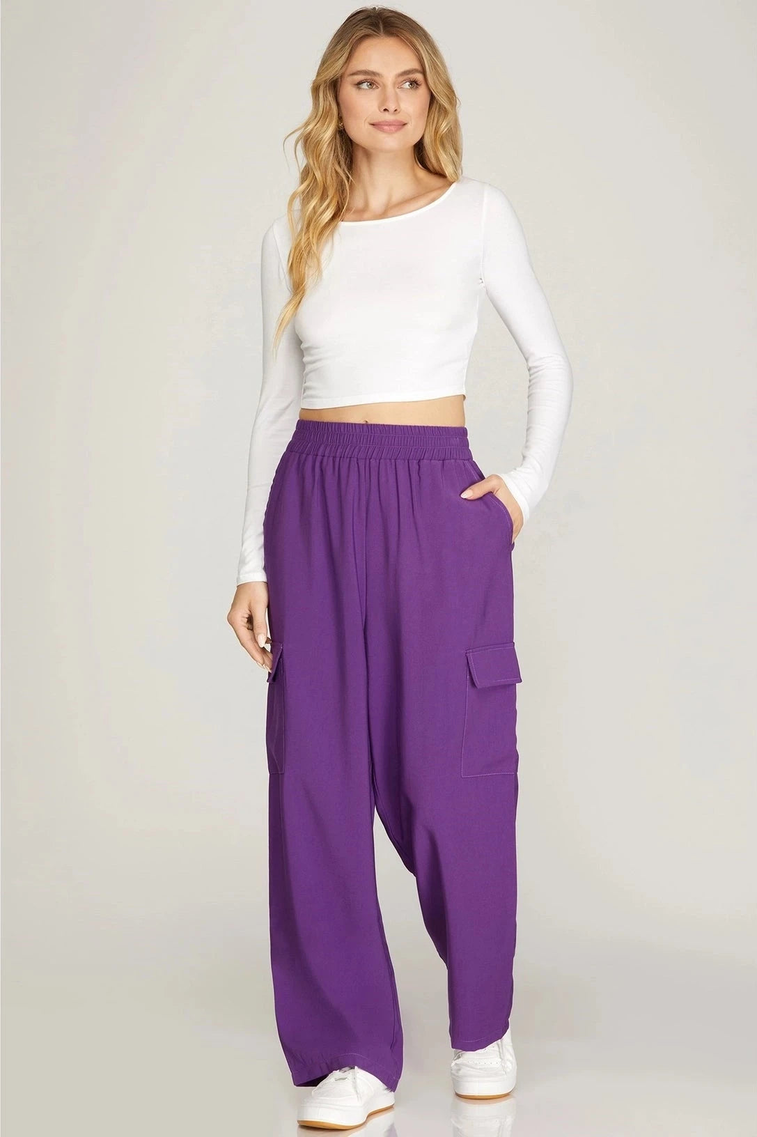 Women's Cargo Purple Pants Cozy Fitted Pants