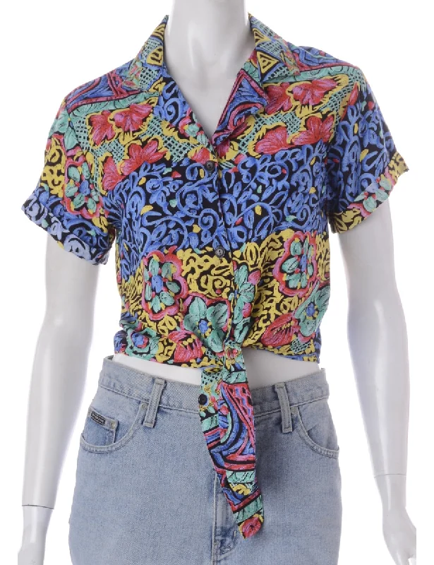 Label Peggy S/S Print tie Blouse Chic Square Blouse