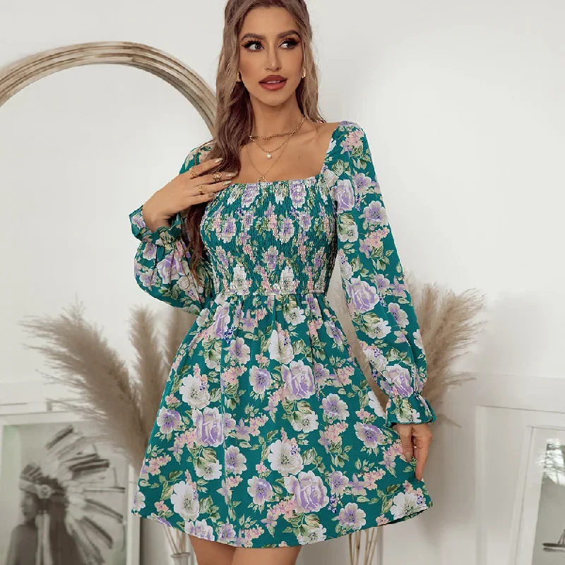 Blue Zone Planet |  Tied Frill Printed Surplice Sleeveless Mini Dress