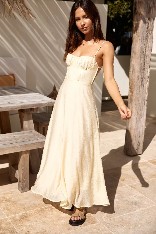 Best Dressed Maxi Dress Yellow Trendy V-Neck Maxi Dress