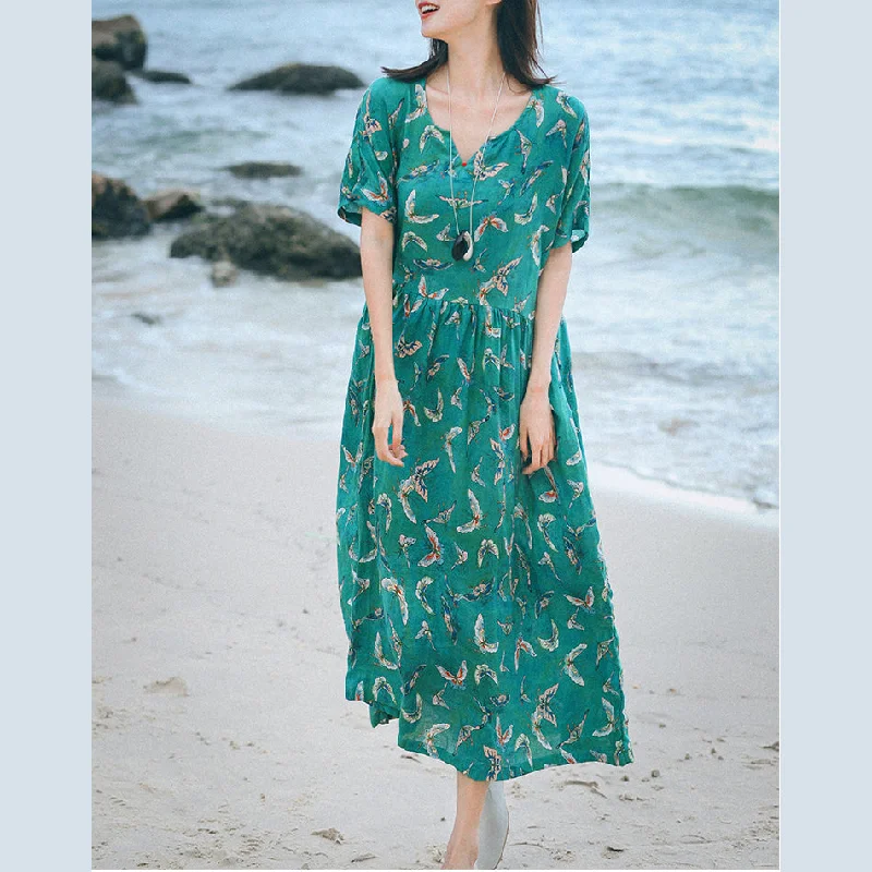 boutique green print long linen dresses Loose fitting v neck baggy dresses women short sleeve maxi dresses Elegant Tiered Maxi Dress boutique green print long linen dresses Loose fitting v neck baggy dresses women short sleeve maxi dresses Elegant Tiered Maxi Dress