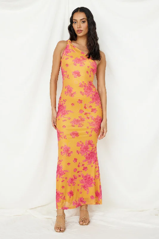 Burning Wishes Maxi Dress Orange Elegant Maxi Dress with Lace