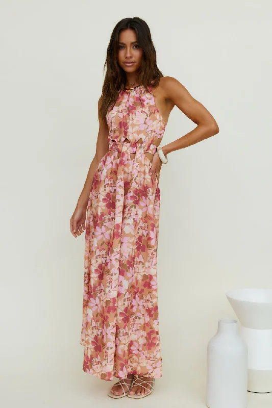 By The Breakwater Maxi Dress Brown Chic Off-Shoulder Maxi Dress