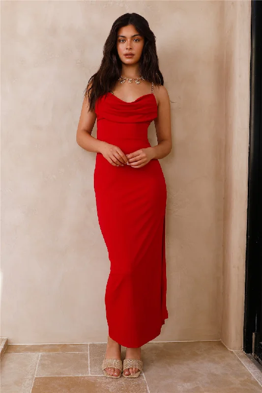 Caribbean Breeze Maxi Dress Red Fashionable Halter Neck Maxi Dress