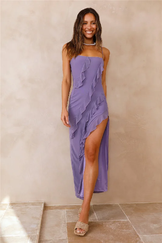 Celestial Wonder Mesh Maxi Dress Purple Stylish Boho Maxi Dress