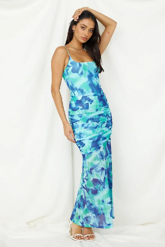 Deep Sea Dive Maxi Dress Blue Trendy Maxi Dress with Belt