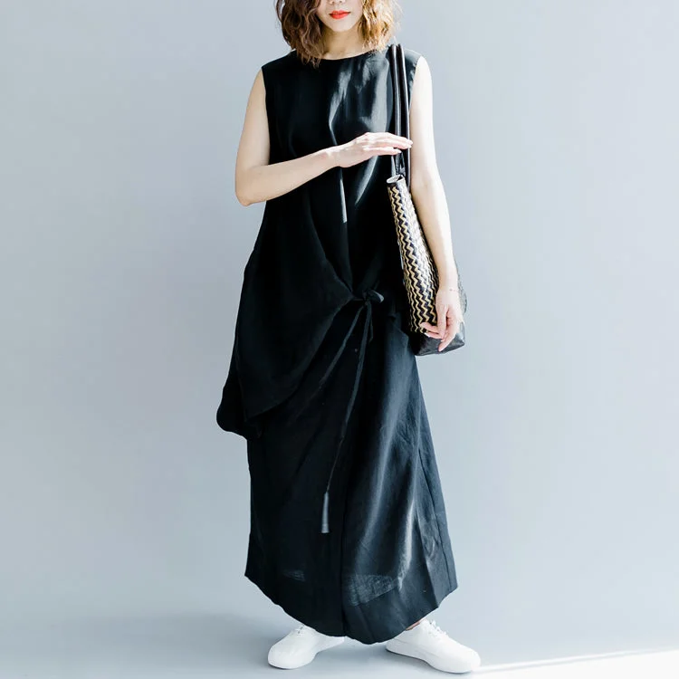 Elegant dark gray linen maxi dress oversized O neck baggy dresses linen clothing dress casual Sleeveless tie waist caftans Stylish V-Neck Maxi Dress Elegant dark gray linen maxi dress oversized O neck baggy dresses linen clothing dress casual Sleeveless tie waist caftans Stylish V-Neck Maxi Dress
