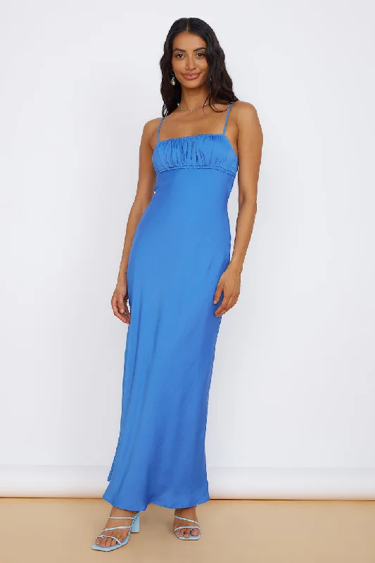 Envious Maxi Dress Blue Cozy Maxi Dress with Slit