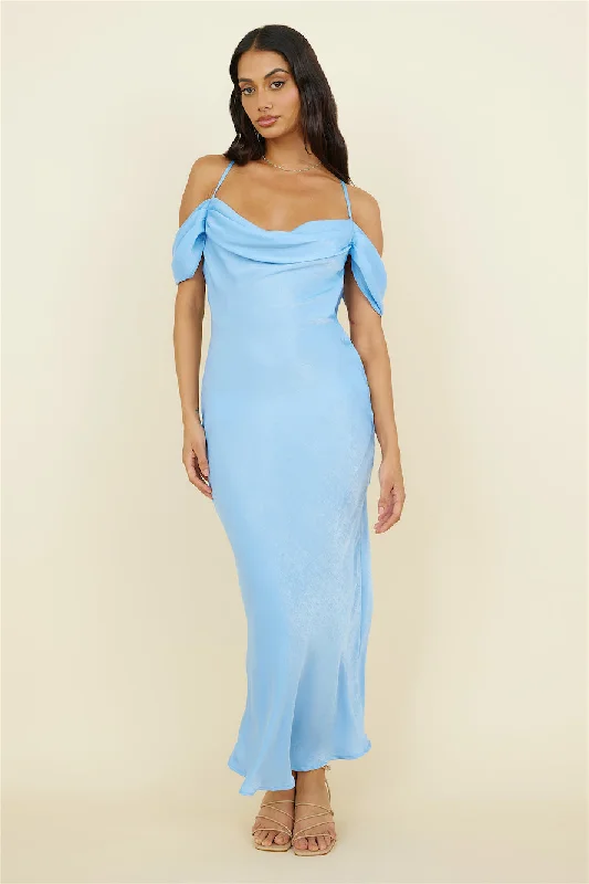 Falling Fearless Maxi Dress Blue Trendy V-Neck Maxi Dress