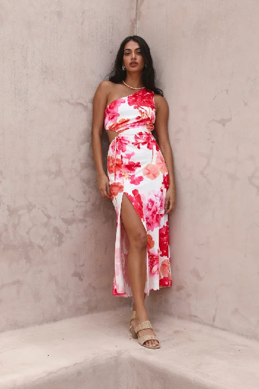Flowers In Your Hair Maxi Dress Pink Cozy Knitted Maxi Dress