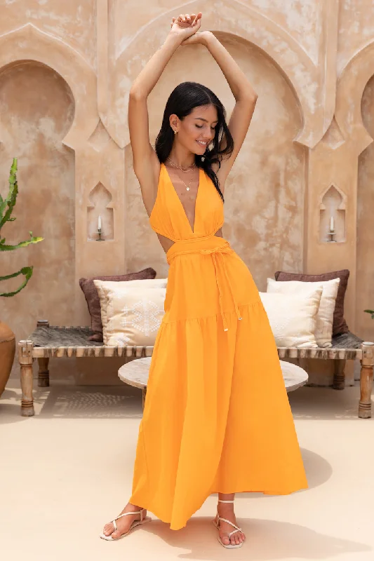 Flying Home Maxi Dress Orange Classic V-Neck Maxi Dress