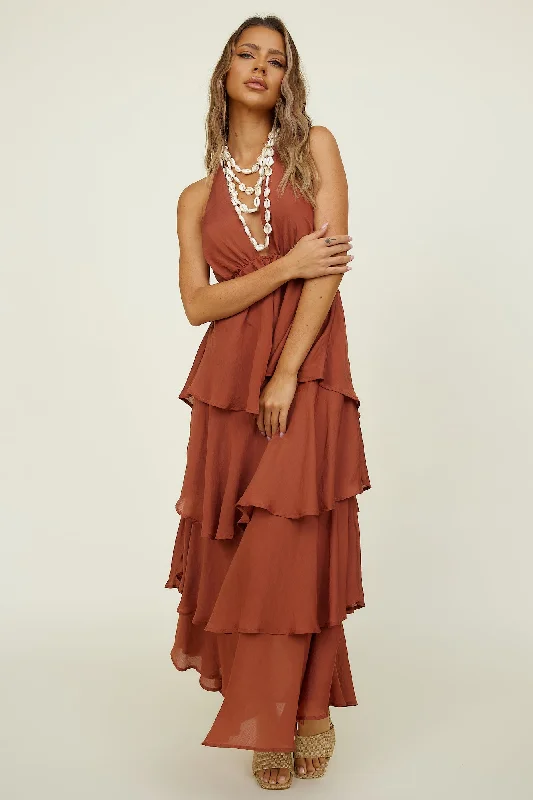 Focus On Me Maxi Dress Brown Trendy Floral Print Maxi Dress