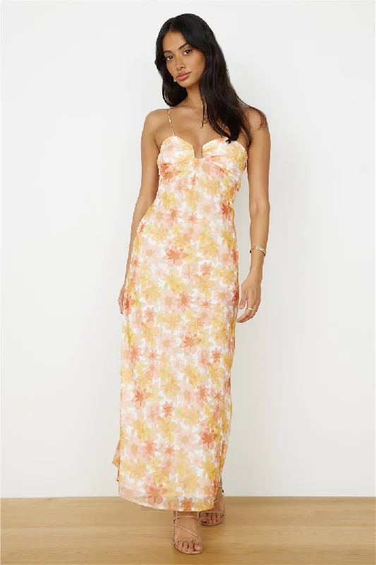 Follow You Anywhere Maxi Dress Orange Fashionable High-Waist Maxi Dress