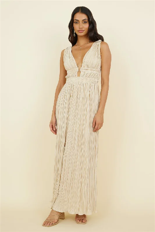 Jupiter Calling Maxi Dress Beige Fashionable High-Low Maxi Dress