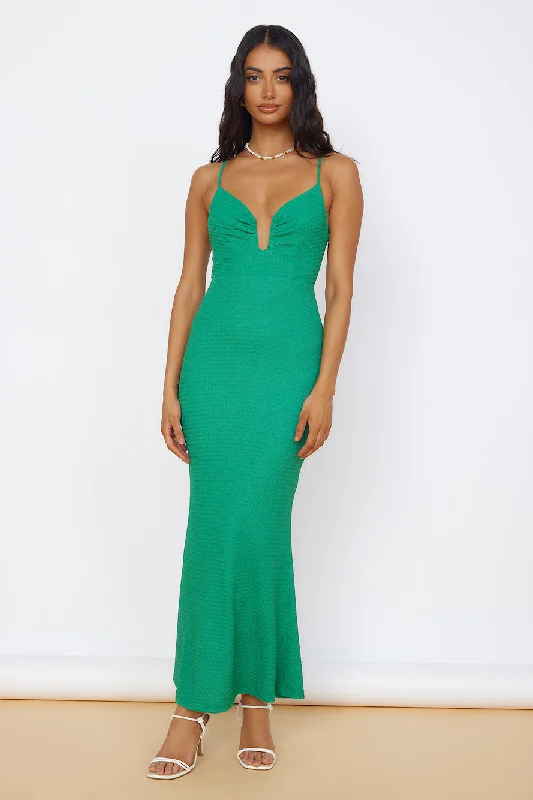 La Bella Vita Maxi Dress Green Fashionable Maxi Dress with Fringe