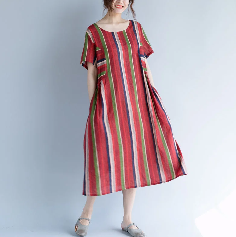 New red cotton linen maxi dress trendy plus size O neck traveling clothing 2018 striped short sleeve gown Classic Strapless Maxi Dress New red cotton linen maxi dress trendy plus size O neck traveling clothing 2018 striped short sleeve gown Classic Strapless Maxi Dress