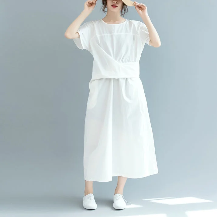 New white cotton maxi dress Loose fitting o neck Cinched traveling clothing 2018 short sleeve baggy dresses Elegant Pleated Maxi Dress New white cotton maxi dress Loose fitting o neck Cinched traveling clothing 2018 short sleeve baggy dresses Elegant Pleated Maxi Dress