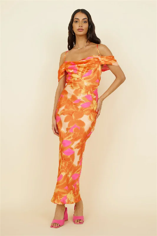 Night Of Dreams Maxi Dress Orange Trendy Printed Maxi Dress