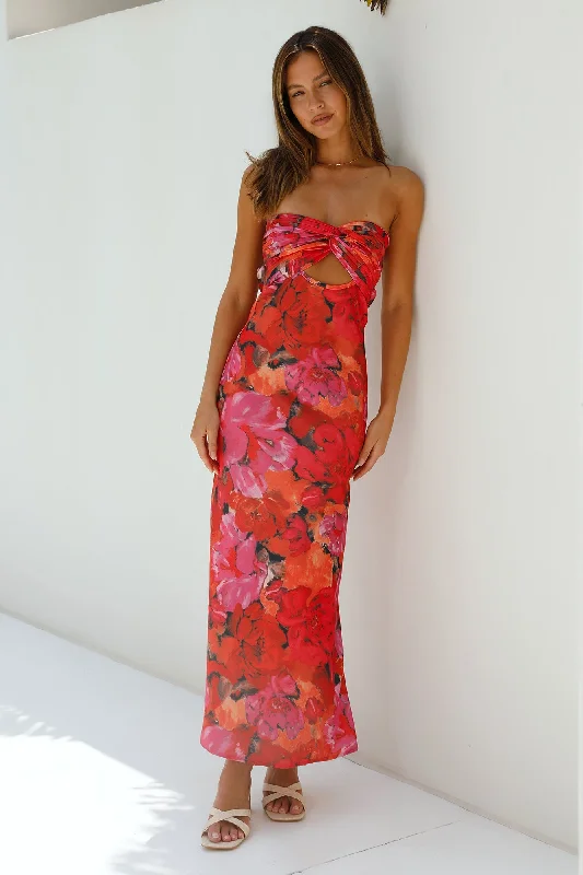 Out Of This World Maxi Dress Red Stylish Button-Up Maxi Dress