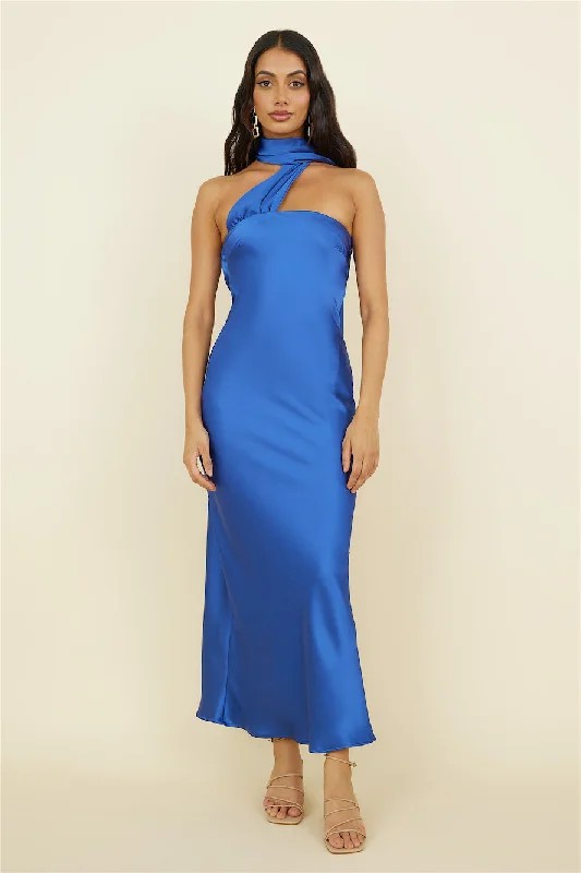 Over The Pond Maxi Dress Navy Blue Trendy Maxi Dress with Bow