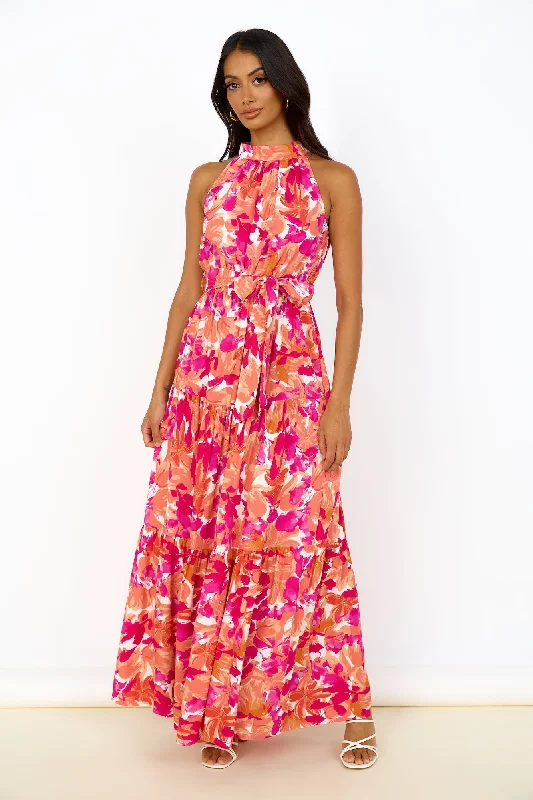 Peach Pie Maxi Dress Pink Elegant Maxi Dress with Slit
