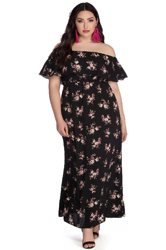 Plus Floral Fiesta Maxi Dress Fashionable Asymmetrical Maxi Dress