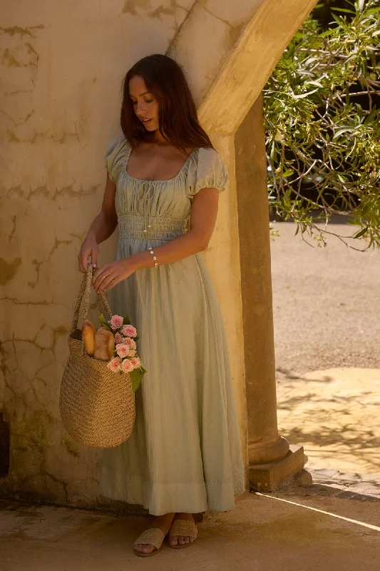 Sage of Secrets Maxi Dress Green Fashionable High-Waist Maxi Dress