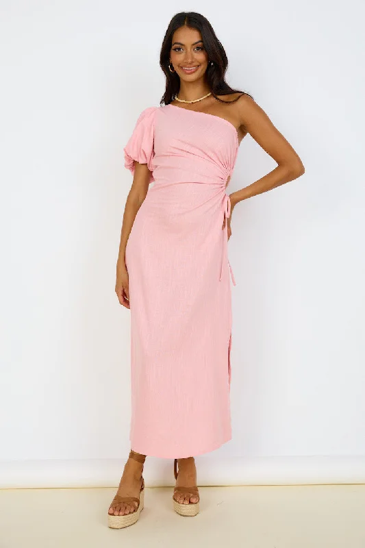 Say Goodbye Maxi Dress Pink Trendy Maxi Dress with Bow