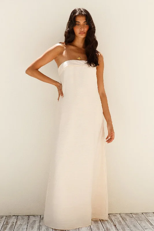 SEVEN WONDERS Saphira Maxi Dress Stone Cozy Ruffle Sleeve Maxi Dress