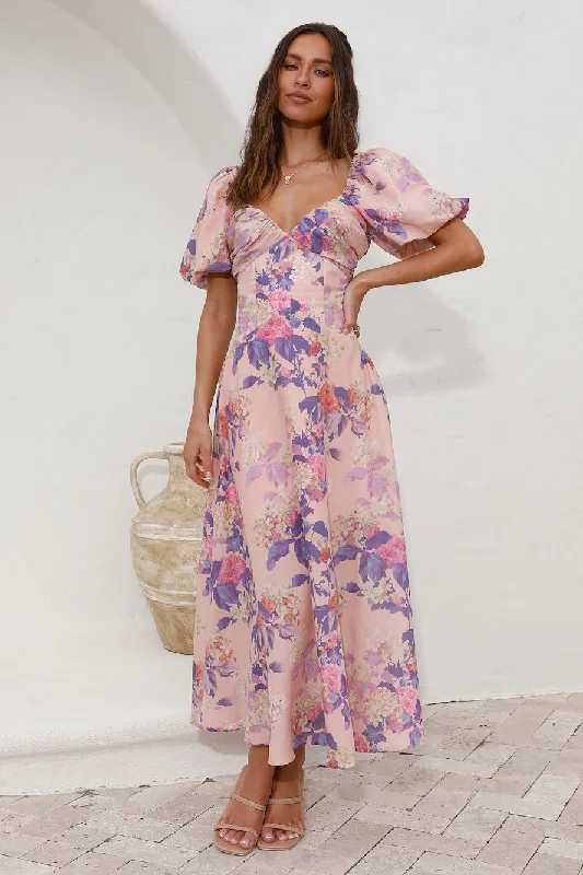 Sing Along Maxi Dress Pink Trendy Satin Maxi Dress