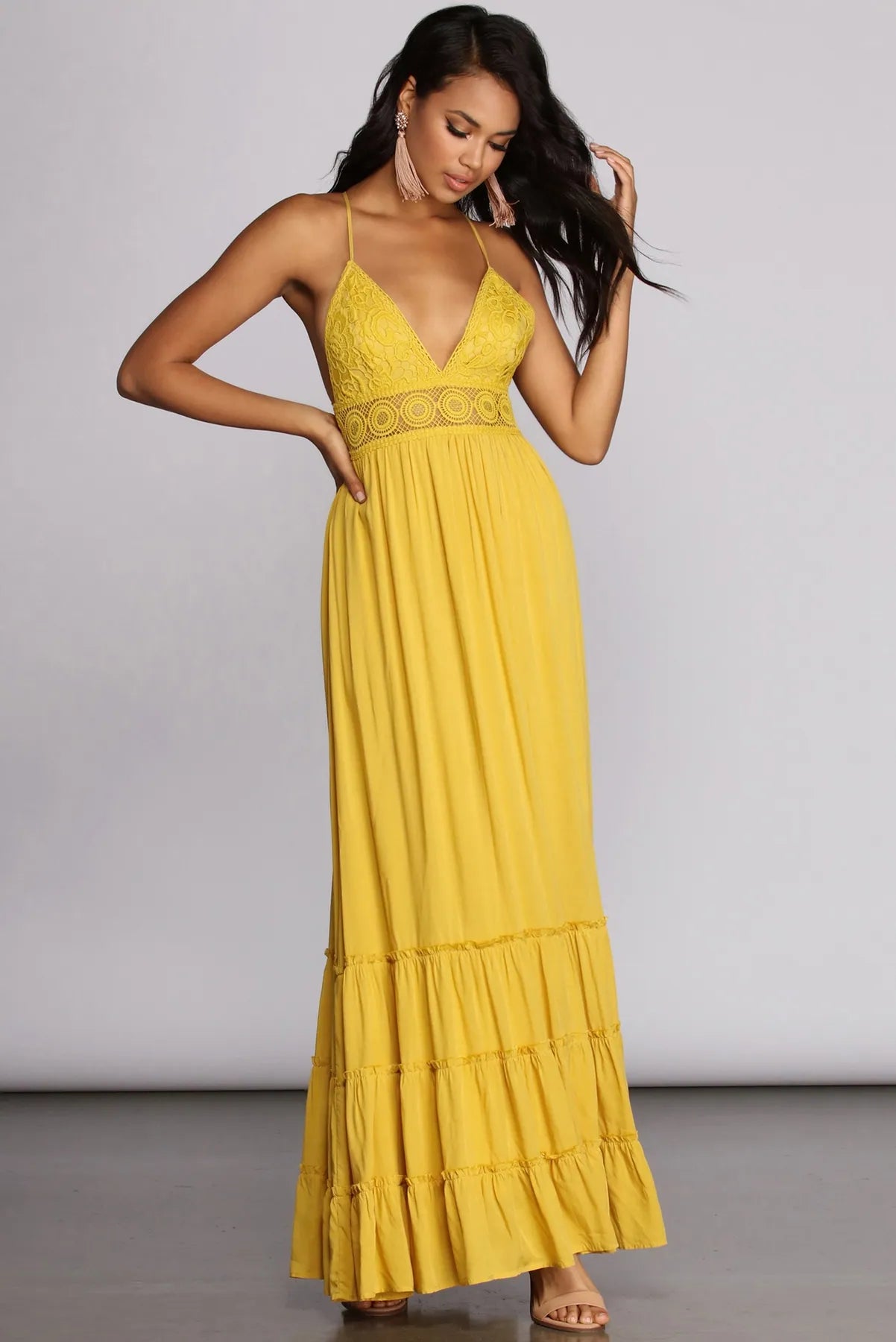 Spring Stunner Maxi Dress Comfortable Ruffle Hem Maxi Dress