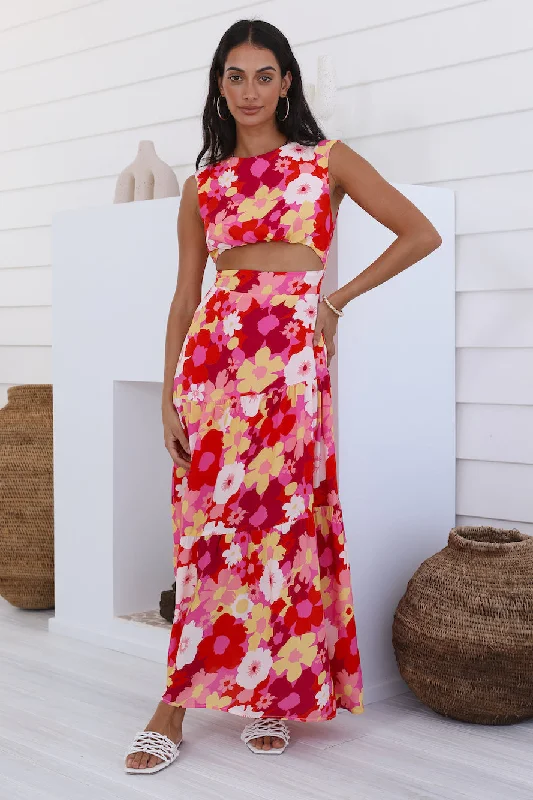 Sunlight Calls Maxi Dress Pink Fashionable Chiffon Tiered Maxi Dress