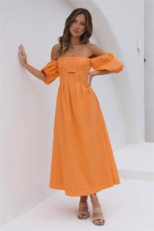 Sunset Hour Maxi Dress Orange Trendy Maxi Dress with Bow