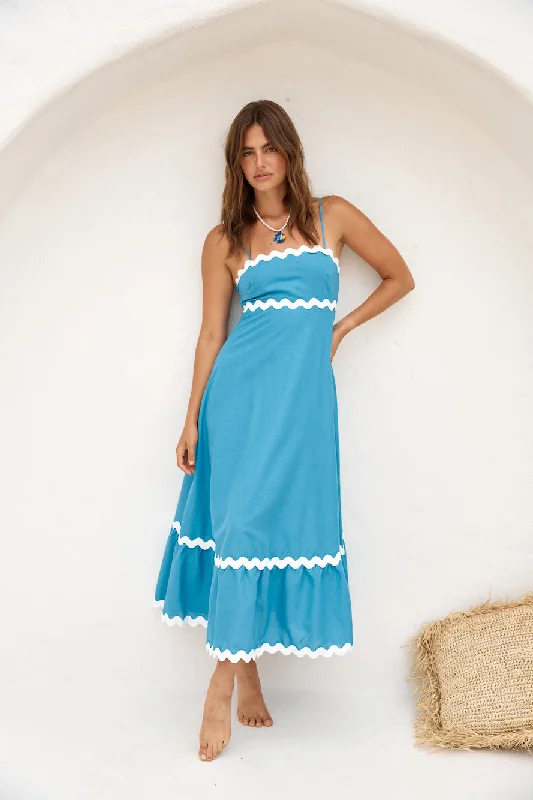 Sweet Devotion Maxi Dress Blue Trendy Maxi Dress with Lace