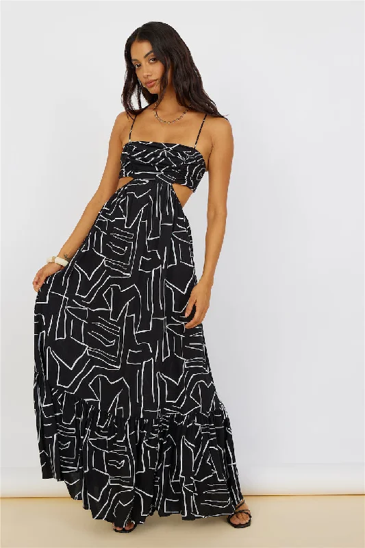 Times Have Changed Maxi Dress Black Comfortable Pleated Maxi Dress