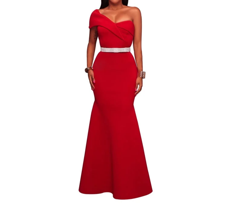 Elegant One Shoulder Party Formal evening maxi dress Elegant Maxi Dress with Pockets Elegant One Shoulder Party Formal evening maxi dress Elegant Maxi Dress with Pockets