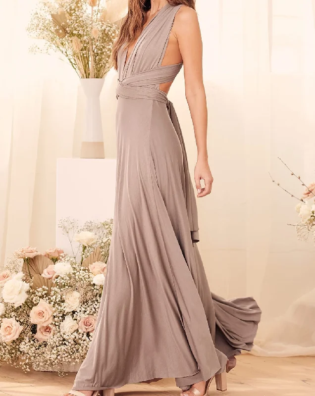 Lulus Tricks of the Trade Taupe Convertible Maxi Dress - L Trendy Floral Print Maxi Dress Lulus Tricks of the Trade Taupe Convertible Maxi Dress - L Trendy Floral Print Maxi Dress