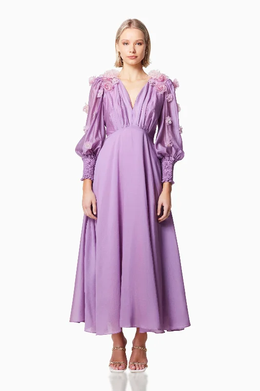 Nectar 3D Rosette Maxi Dress In Purple Classic A-Line Maxi Dress